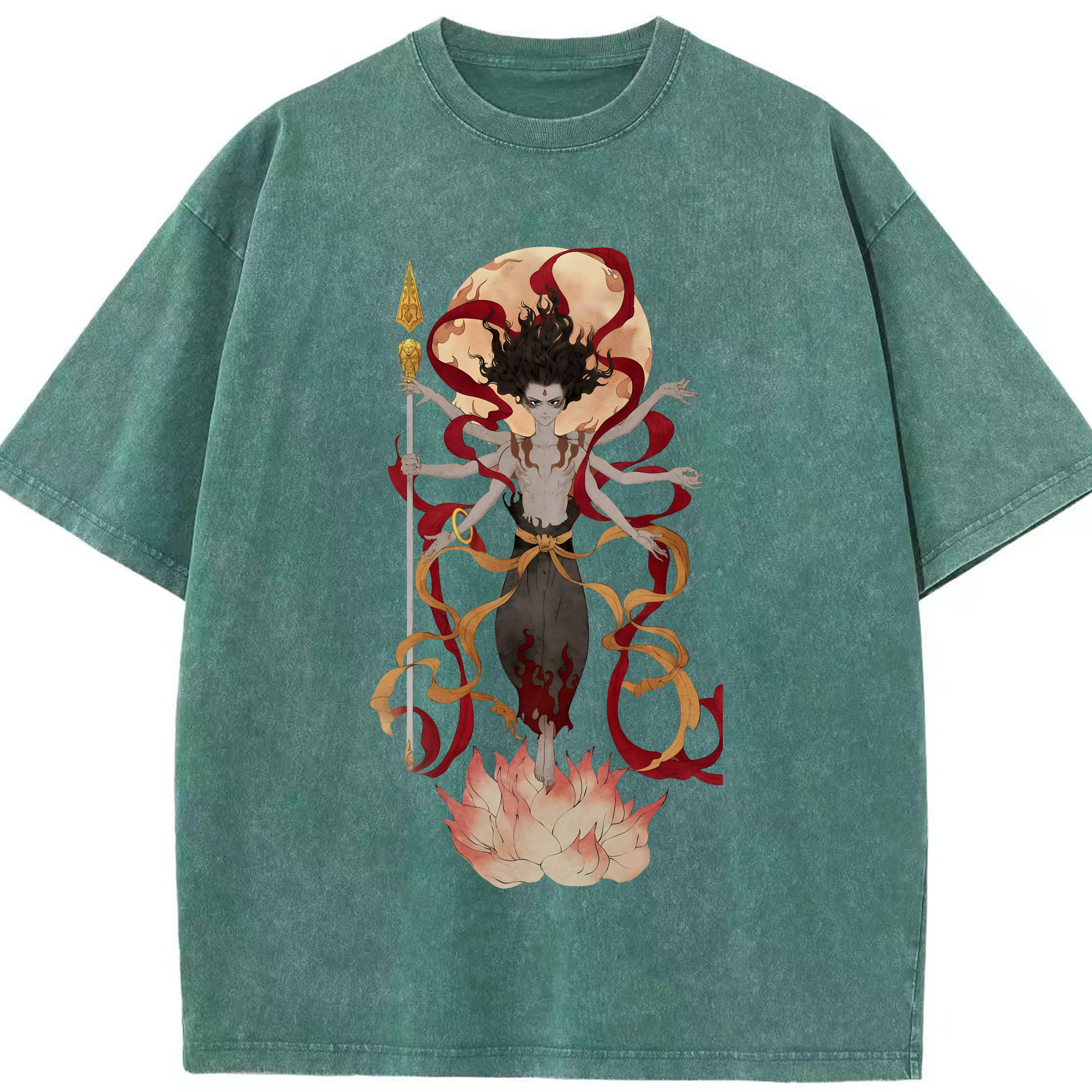 （画像用） Ne Zha 2 ナタ 魔童の大暴れ 綿100% ヴィンテージ風 半袖Tシャツ（フロントプリント）